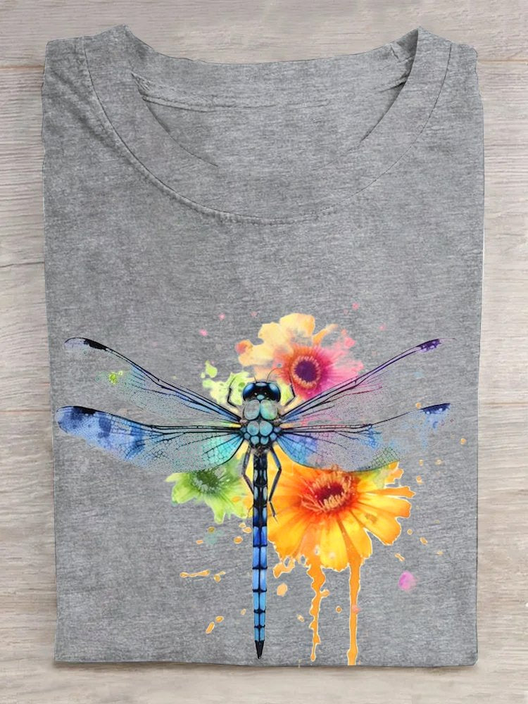 Casual Dragonfly Cotton Loose T-Shirt