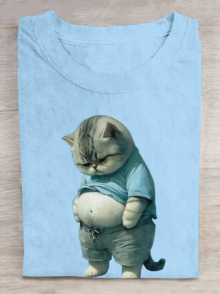 Cotton Cat Casual Crew Neck T-Shirt