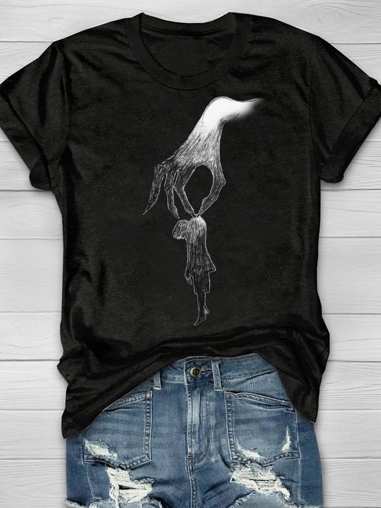 Halloween Abstract Cotton Casual T-Shirt